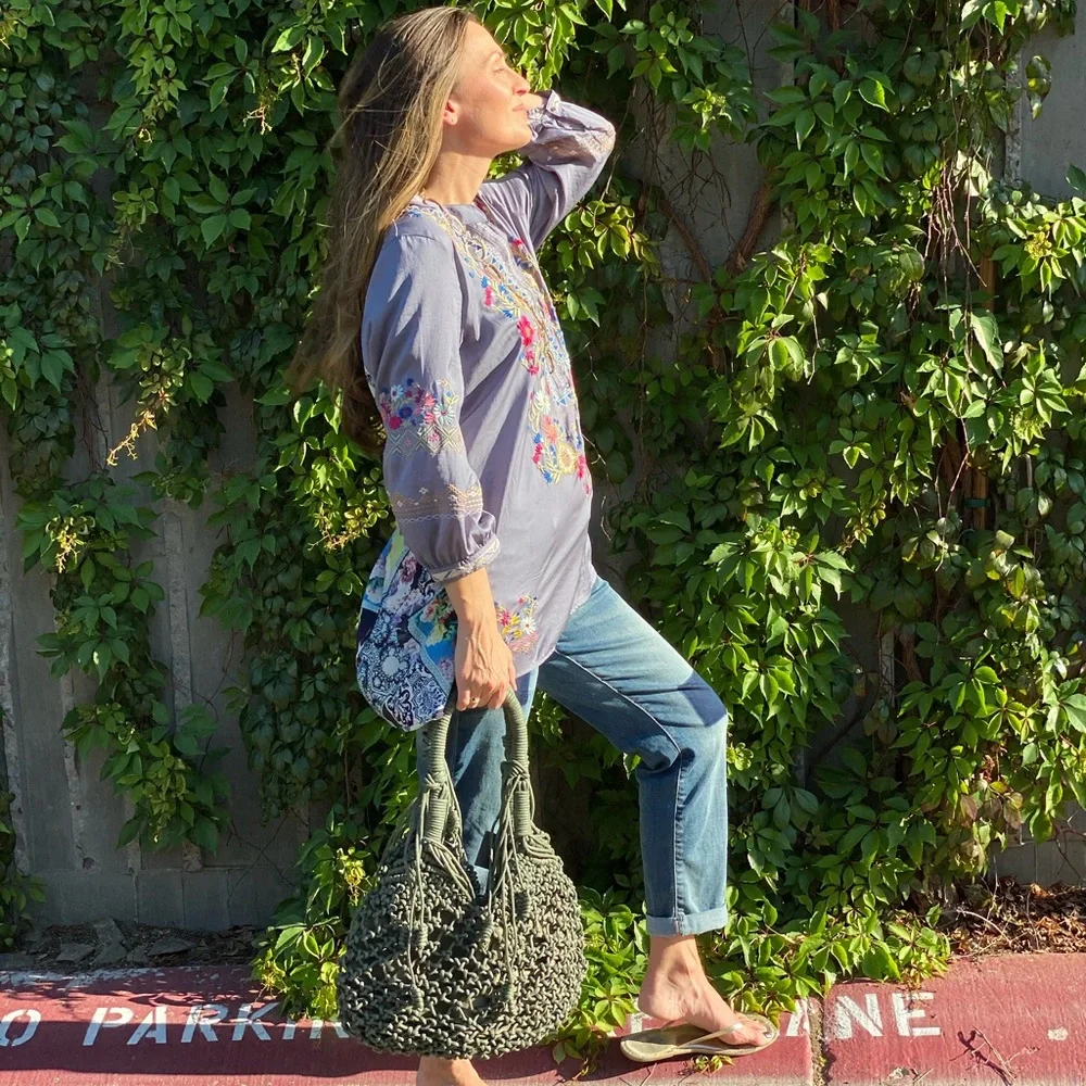 Monserat De Lucca From Anthropologie Olive Green Macramé Boho Hobo Bag
